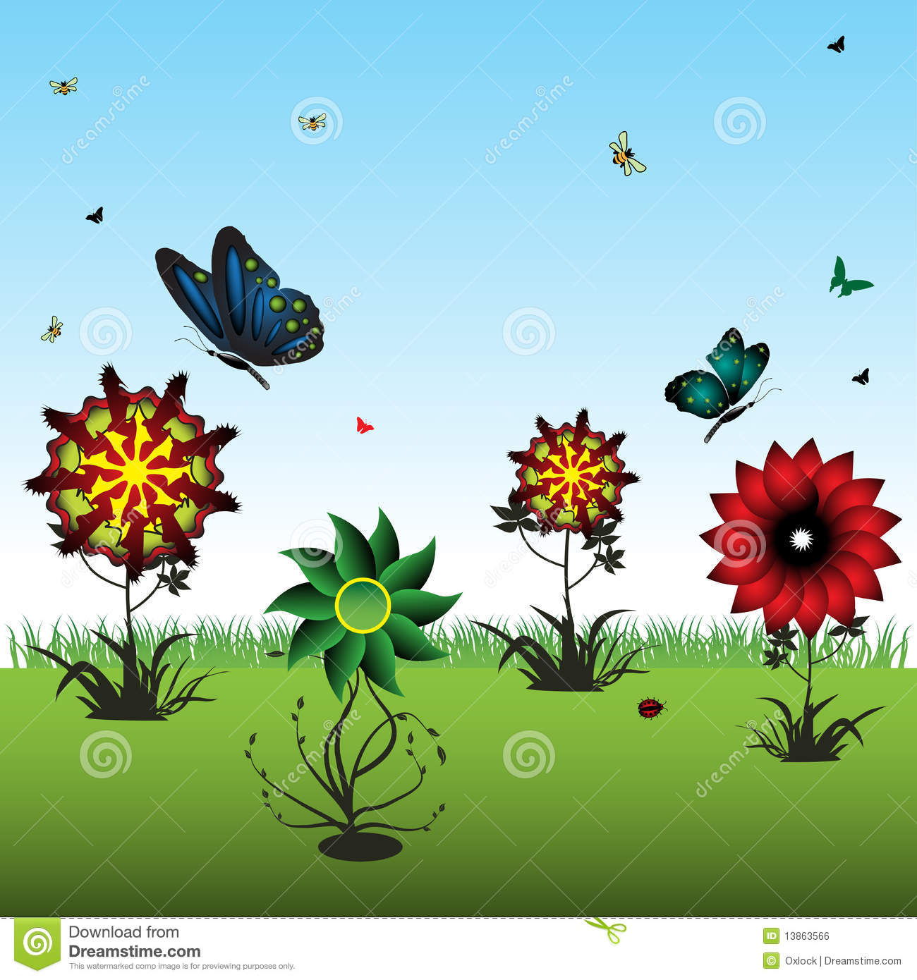 Field With Various Flowers Royalty Free Stock Image   Image  13863566