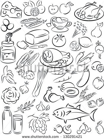 Food Groups Clipart Black And White In Black And White   Stock