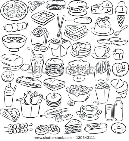 Food Groups Clipart Black And White Vector Illustration Of Food