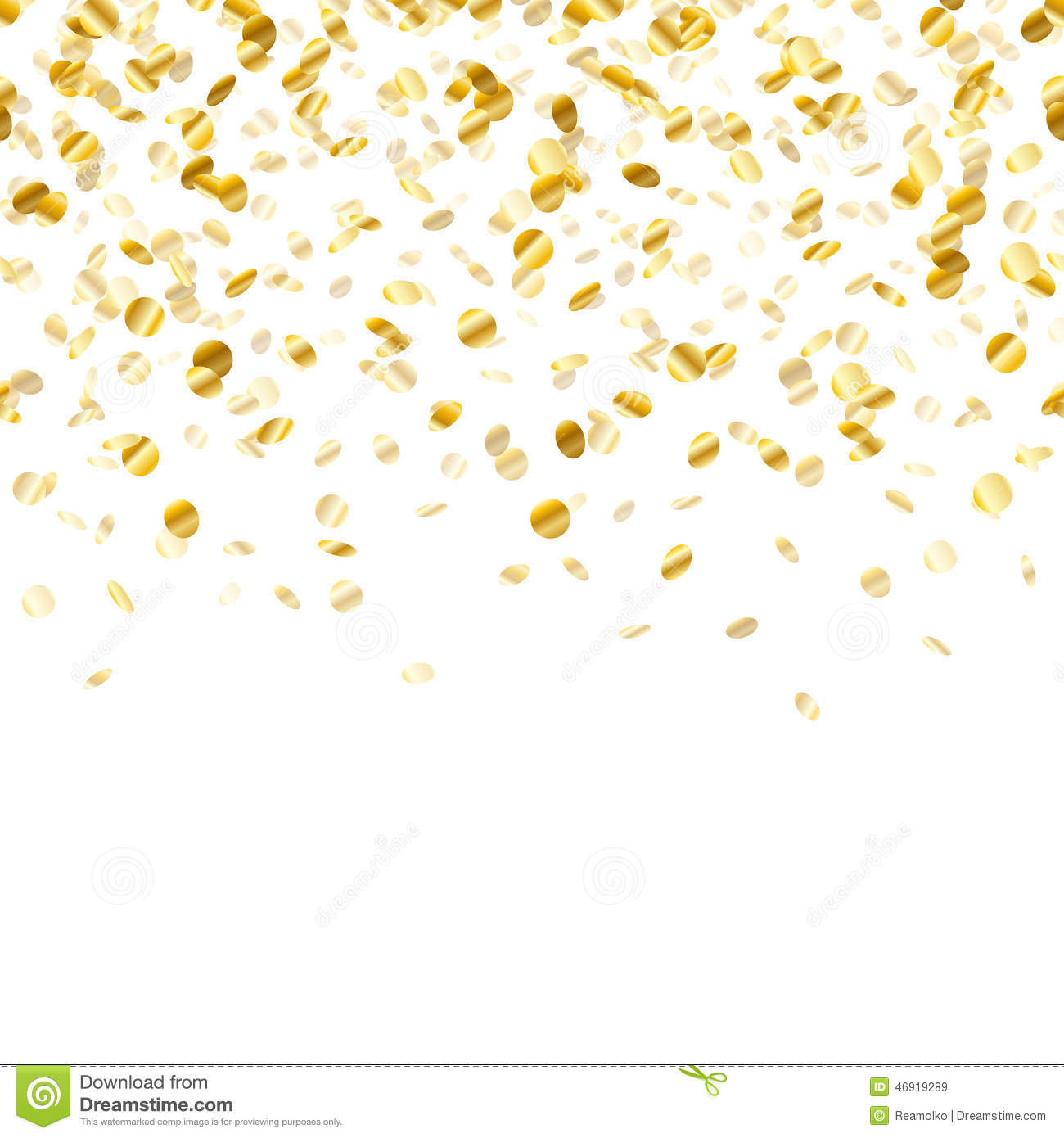 Golden Confetti Background  Seamless Horizontal Pattern  Metallic Foil    