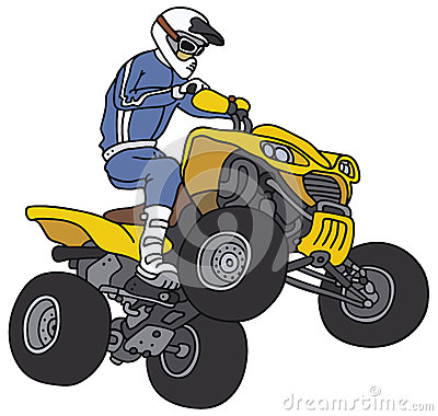 Hand Drawing Of A Rider On The Yellow All Terrain Vehicle   Not A Real
