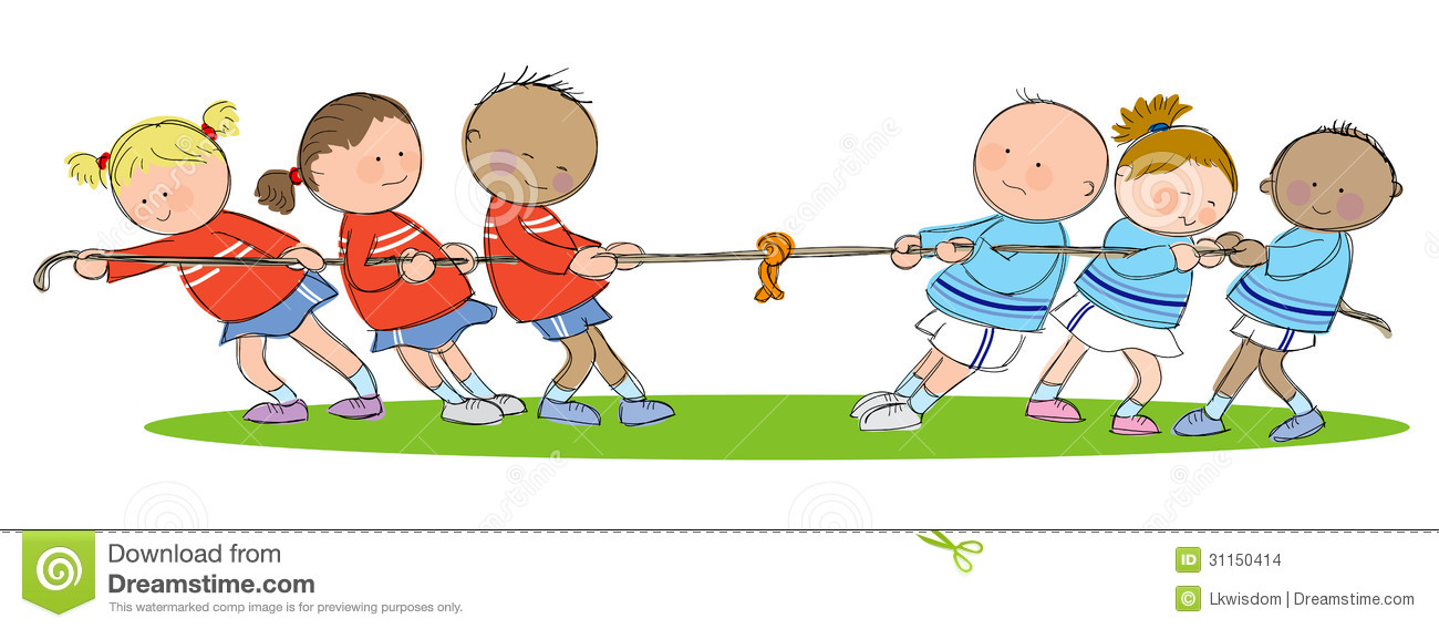 Hand Drawn Picture Of Tug Of War Match  Illustrated In A Loose Style
