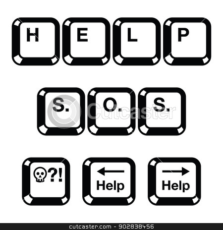 Keyboard Keys Buttons Icons   Help S O S Stock Vector Clipart Laptop