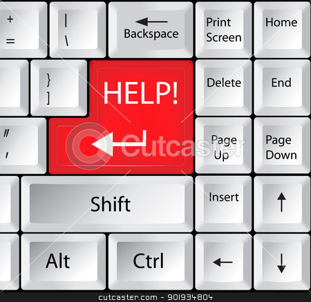 Keyboard With Key Help Stock Vector Clipart Computer Keyboard