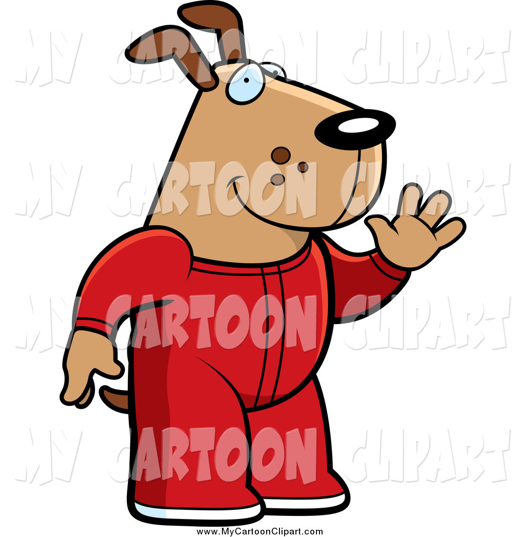 Larger Preview  Clip Art Of A Waving Dog In Red Footie Pajamas By Cory