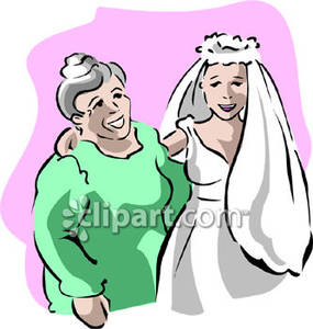 Mother In Law Clipart Bride In Veil With Mother In Law In Green Dress    