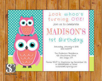 Owl Look Whoo S Turning One 1 2 Nd 3rd 4th Birthday Party Invitation