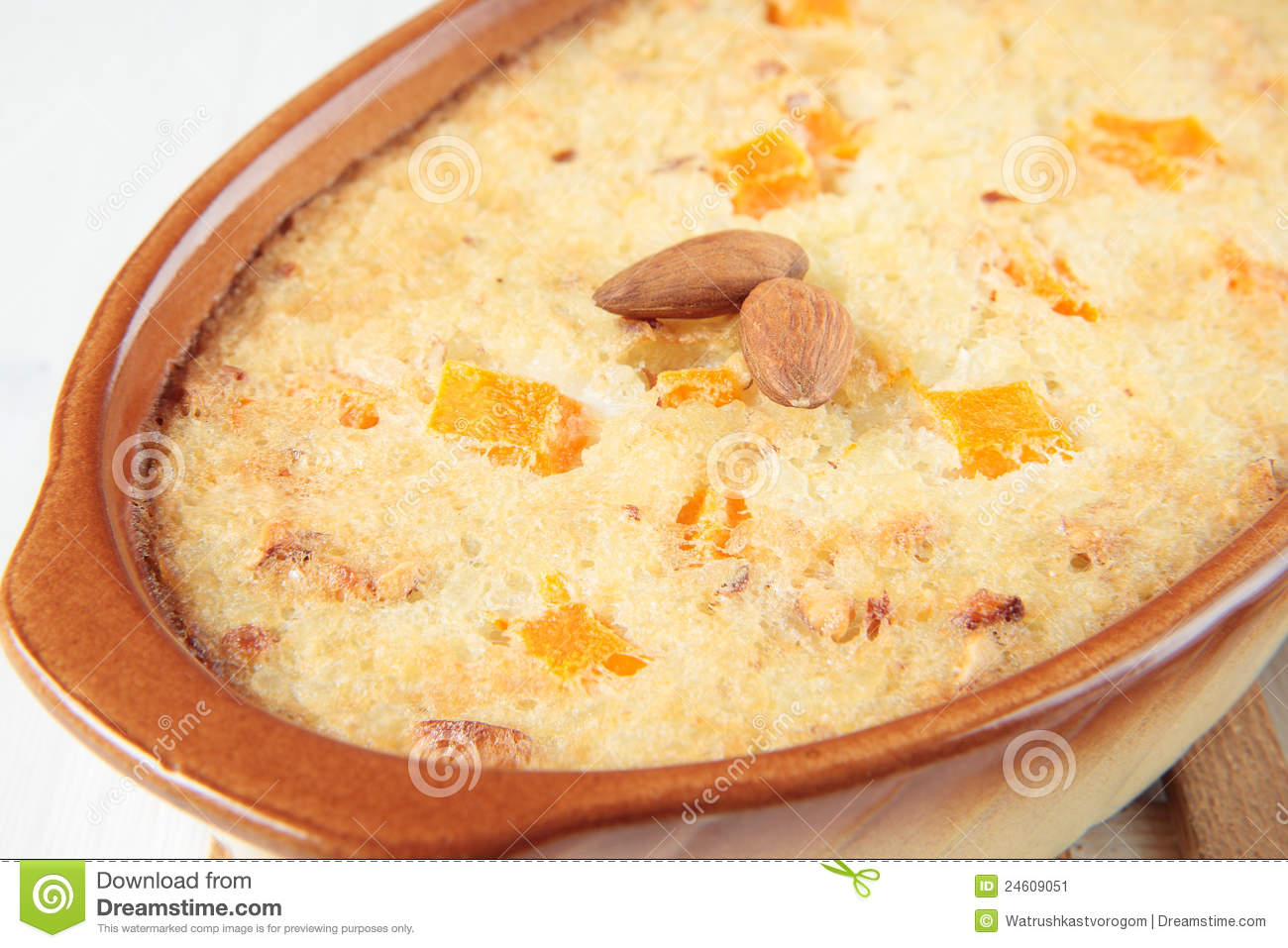 Rice Pudding With Chunks Of Pumpkin And Almonds Stock Image   Image