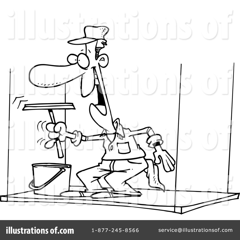 Royalty Free  Rf  Window Cleaner Clipart Illustration By Ron Leishman