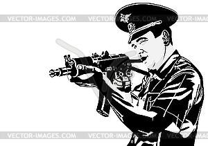 Russian Policeman With Gun   Vector Clipart