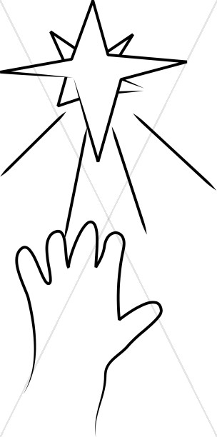 Tiny Hand Reaching For Stars Line Art   Baby Jesus Clipart