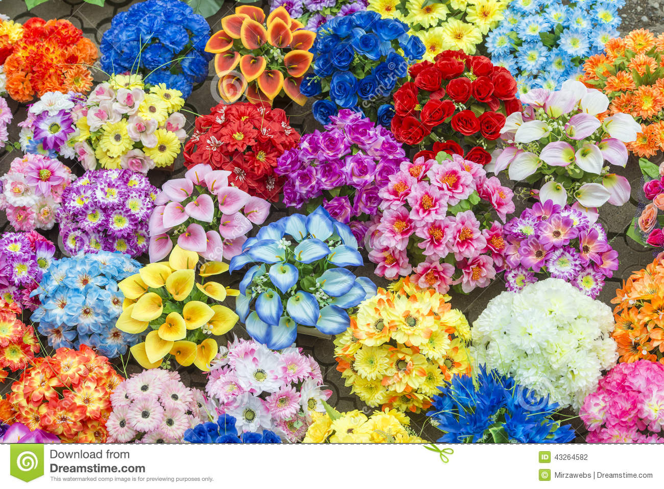 Various Colorful Flowers  Picture Taken From Top