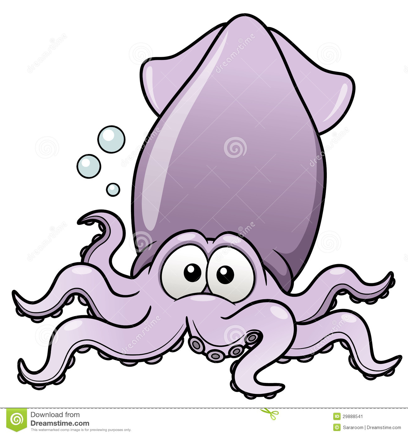 Vector Illustration Of Squid Cartoon