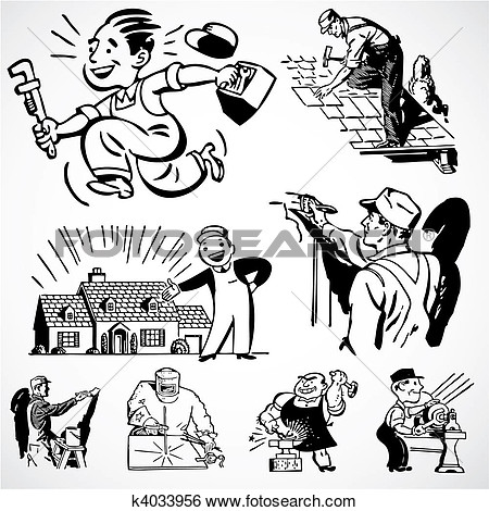Vector Vintage Handyman And Real Estate  Fotosearch   Search Clipart