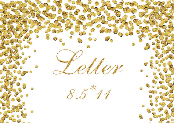     Wedding Invitation Clipart   8 5x11 Inch Gold Confetti Background