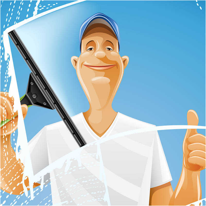 Window Cleaner Vector Vector Illustration With Window Cleaner Man At