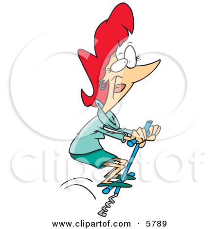 Woman Jumping On A Pogo Stick Clipart Illustration By Ron Leishman