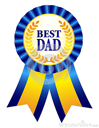 Best Dad Award Ribbon Rosette With Text And Gold Laurel Specially For