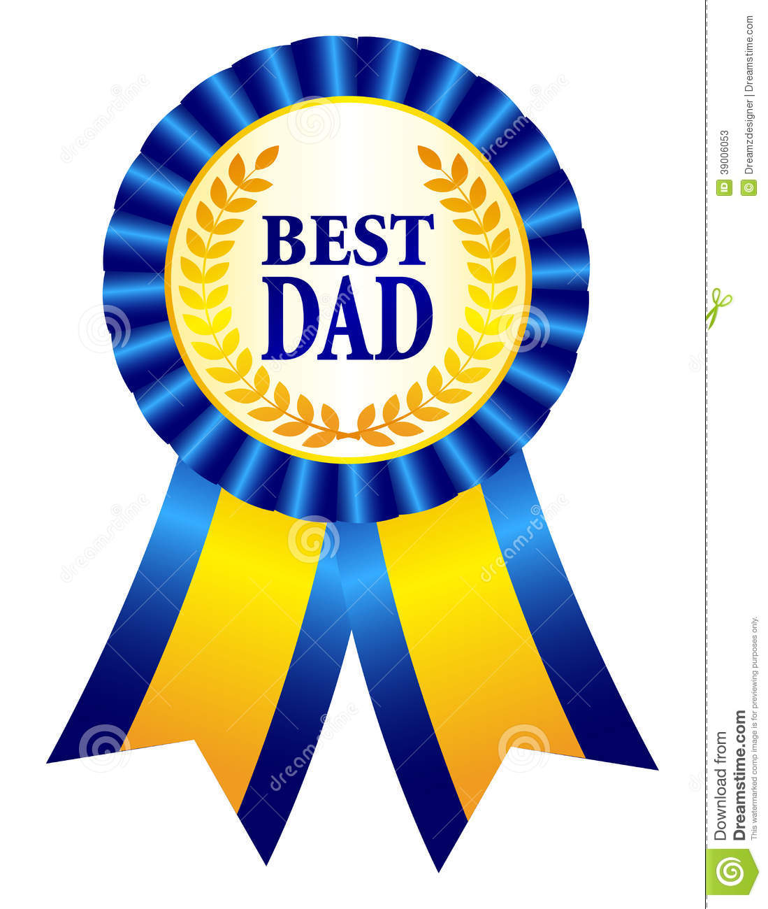 Best Dad Award Ribbon Rosette With Text And Gold Laurel Specially For    