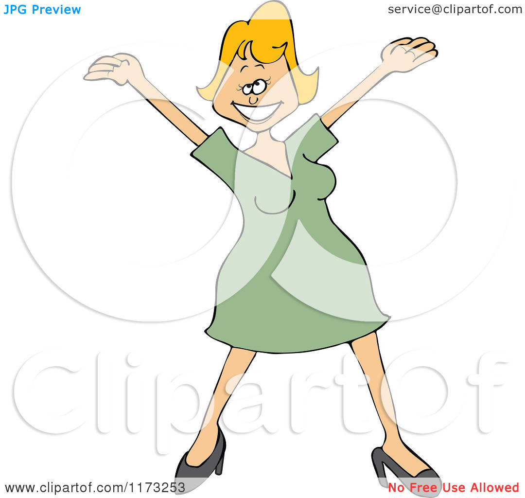 Blond Woman Holding Her Arms Up   Royalty Free Vector Clipart By Djart