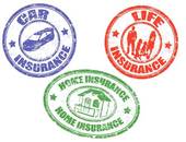 Car Life And Home Insurance Stamps   Clipart Graphic