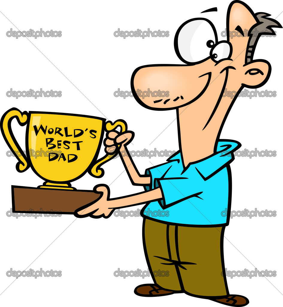 Clipart Father Proudly Holding A Worlds Best Dad Trophy Cup   Stock    