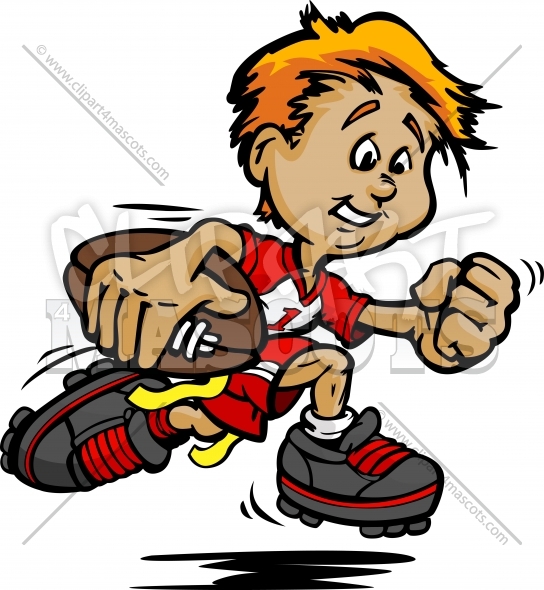 Flag Football Clipart Of Boy Running With Ball Vector Image