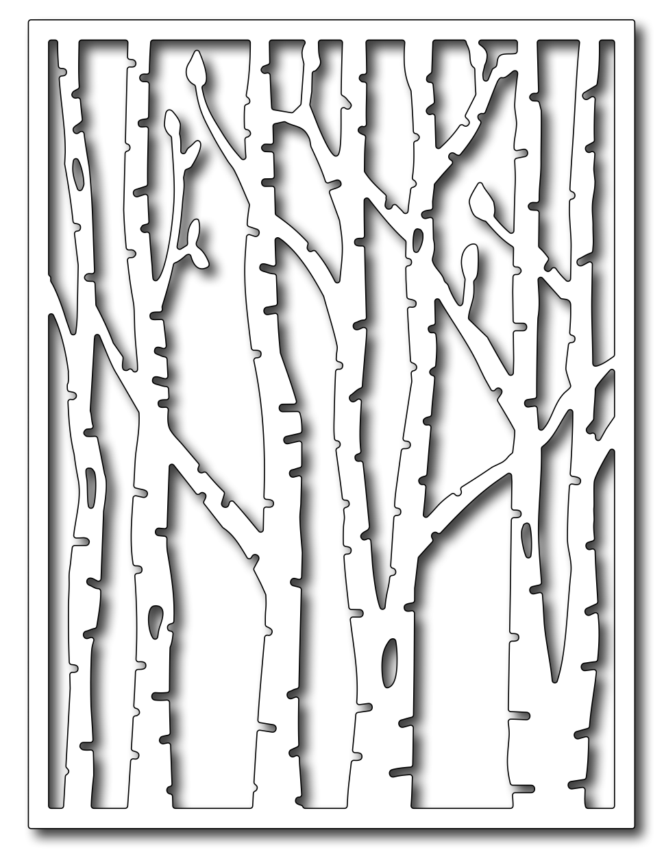 Frantic Stamper Precision Die   Vertical Birch Trees