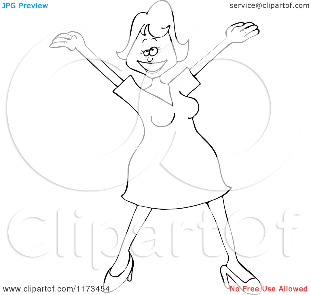 Happy Woman Holding Her Arms Up   Royalty Free Vector Clipart By Djart