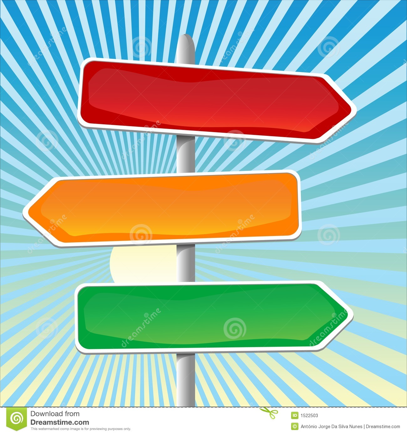 Illustration Of Direction Signs With Suburst Background  Vector