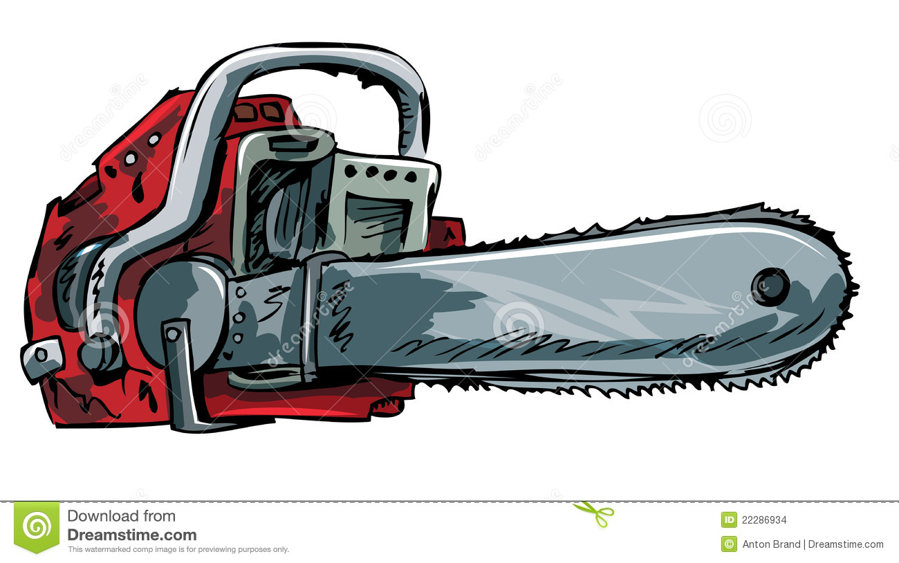 Illustration Of Old Chainsaw  Isolated On White