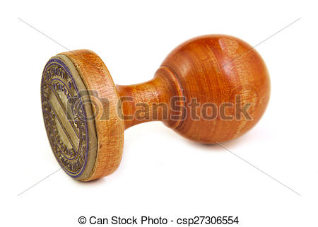 Stock Photo   Old And Vintage Wooden Stamper On A White Background    