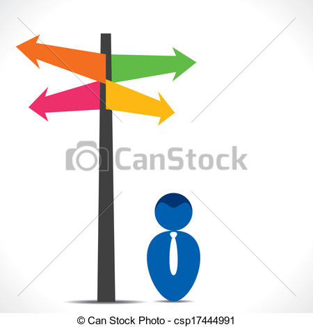 Vector   Men Directional Arrow Pole   Stock Illustration Royalty Free