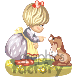 Apron Telling Her Dog To Stay Clipart Image Picture Art   376251