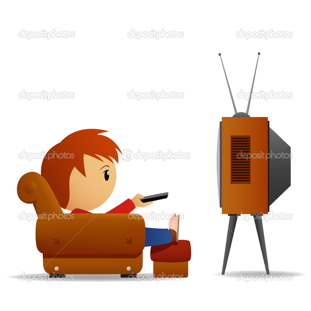 Cartoon Man Watch Tv   Stock Vector   Acidburn  6858156