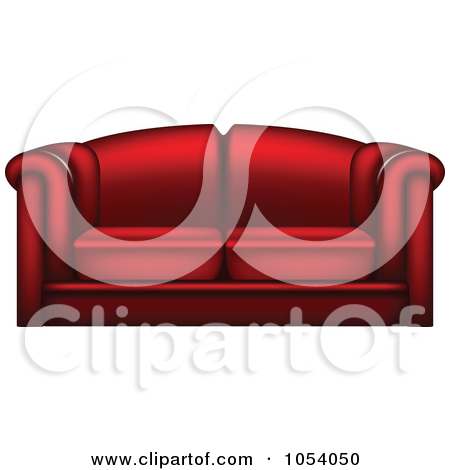 Clip Art Illustration Of A 3d Red Leather Couch By Vectorace  1054050