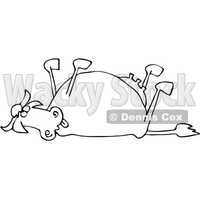 Clip Art Illustration Of An Outline Of A Dead Cow   Djart  1055092