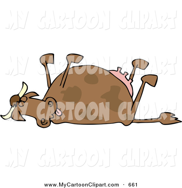 Clip Art Of A Dead Brown Cow With Her Legs Up In The Air By Djart