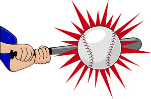 Clipart Image  Batter Hitting The Baseball With His Bat For A Home Run