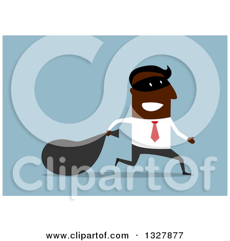 Clipart Of A Flat Modern Design Styled Black Businessman Robber    