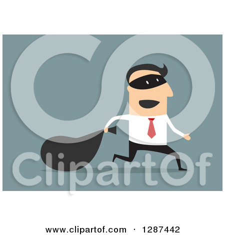 Clipart Of A Flat Modern Design Styled White Businessman Robber