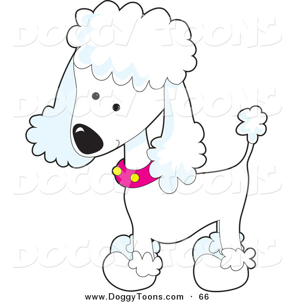 Doggy Clipart Of A Cute White Poodle Pet Puppy Dog Wearing A Pink