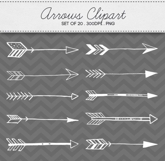 Doodle Tribal Aztec Arrow Clipart   Instant Download   Digital Arrows    