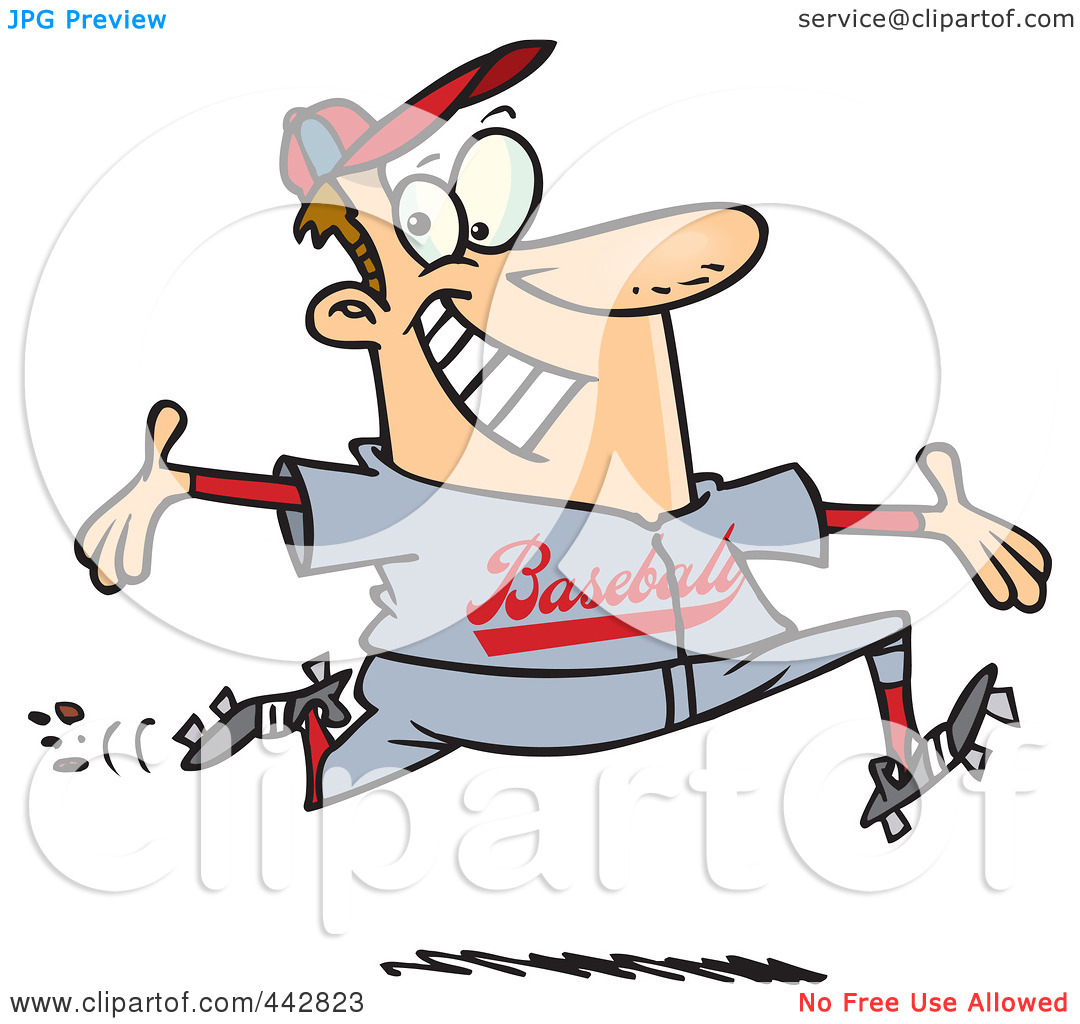     Of A Cartoon Baseball Man Making A Home Run By Ron Leishman  442823