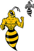 Powerful Wasp Or Yellow Hornet   Royalty Free Clip Art
