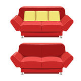 Red Sofa Couch Vector Design  Front View Royalty Free Stock Photos