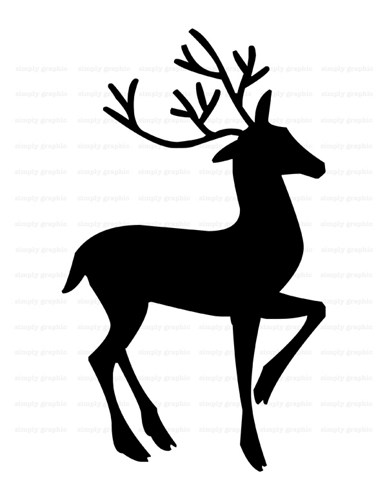 Reindeer Silhouette Clipart Christmas Digital Fabric Transfer B594