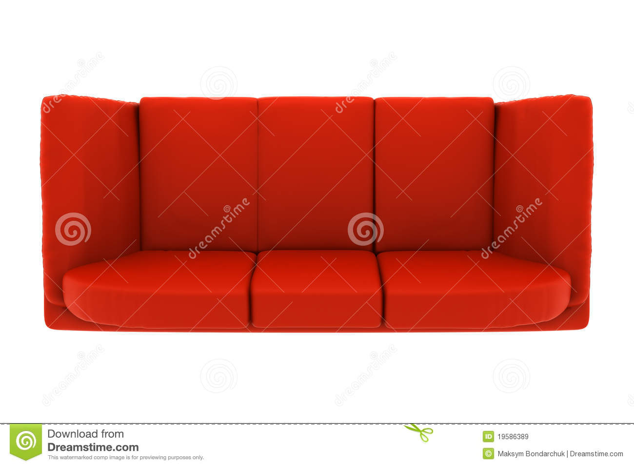Royalty Free Stock Images  Red Leather Couch Isolated On White  Top