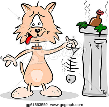     Smelly Fish Next To A Trash Can Rubbish Bin  Eps Clipart Gg61863592