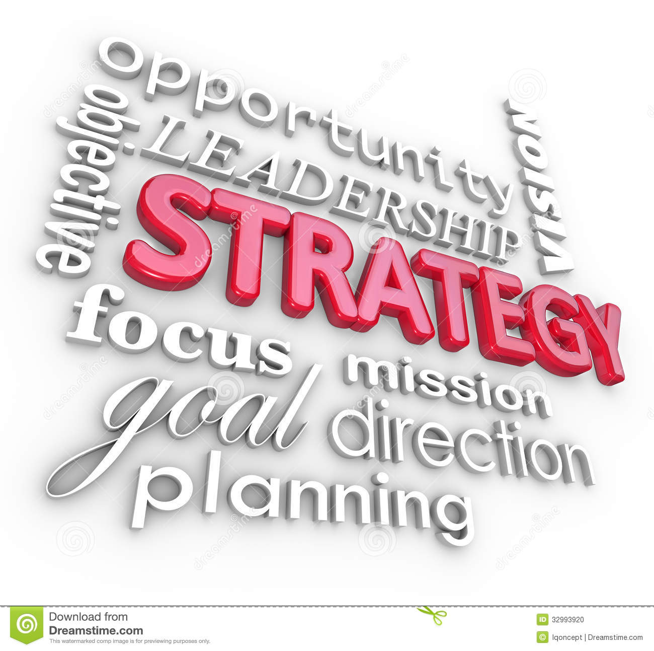 Strategy Word Collage Planning Goal Mission Stock Photo   Image    